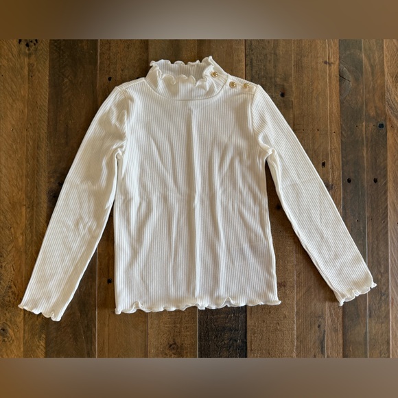 Janie and Jack Other - Janie & Jack - RIBBED RUFFLE TRIM TURTLENECK - Color: Jet Ivory - Size: 4